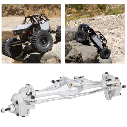 RC Front Axle，Aluminum Alloy Front and Rear Portal Axles Assembly 250mm/9.8in Length Metal Upgrades Accessories for 1.9 UTB RC Car (Silver) - color: Silver