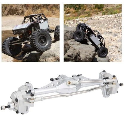 RC Front Axle，Aluminum Alloy Front and Rear Portal Axles Assembly 250mm/9.8in Length Metal Upgrades Accessories for 1.9 UTB RC Car (Silver) - color: Silver