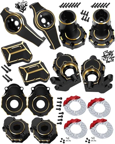 RC Brass Diff Cover,Inner Front Portal Steering Knuckles,Outer Portal Knuckle Cover,Front Rear Caster Blocks C Hub Carrier,Upgrades Part for 1/10 TRX4 TRX6 RC Crawler Car,Black