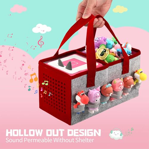 PISOSN Carrying Case for Toniebox Starter Set and Tonies Figurines, Travel Felt Cloth Musical Toy Folding Bag for Toniebox 2 & Accessories (Red) - color: Red