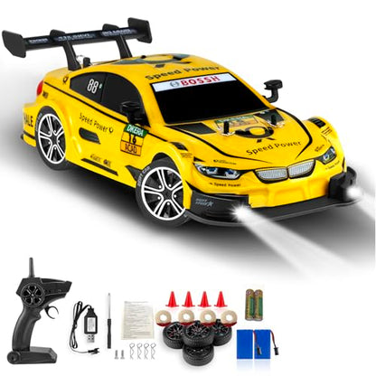 RC Drift Car, 1:16 Scale Drifting Cars 2.4GHz 4WD 40km/h | RC Race Car, High-Speed Remote Control Drift Cars Vehicle, Racing Sport Toy Gift for Boys Girls Kids(Yellow) - color: Yellow