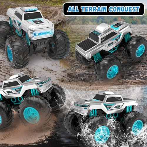 Amphibious Remote Control Car Monster Truck Toys, 1:16 Waterproof RC Cars 4WD, All Terrain Pick-up Truck Car Toy for Boys Kids Birthday Age 6 7 8 9 10 11 12+