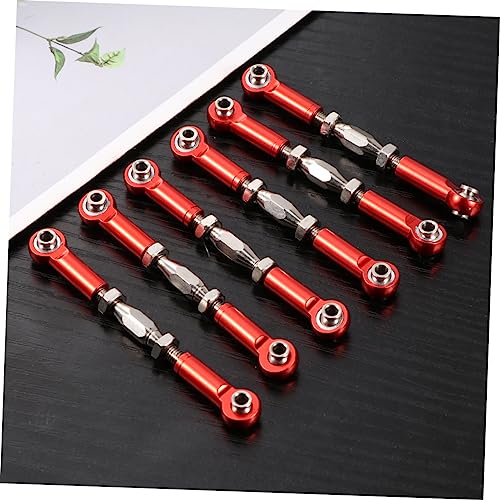KOMBIUDA 6pcs Rc Car Rod Linkage Kit Aluminum Turnbuckles CNC Milled Easy to Install for Scale Rc Car Parts - color: Red