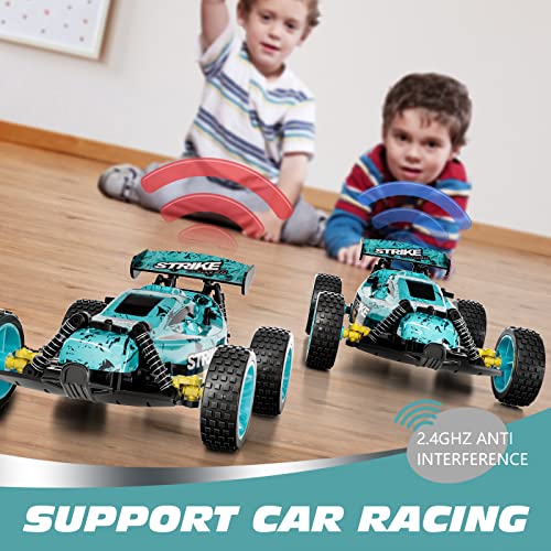 Tecnock RC Cars Remote Control Car for Kids, 1:18 Scale 20 KM/H 2WD Offroad Buggy, 2.4GHz RC Racing Car with USB-C Easy Charging & 50 Mins Playtime, Toys Gifts for Boys & Girls - color: Blue