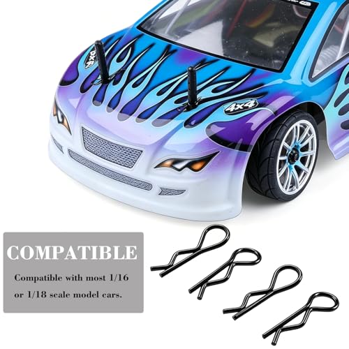 100pcs Black RC Body Clips, R-Clips, Replacement for 1/16 1/18 RC Car, Truck, Car Body Shell