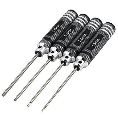 Hex Screwdriver Screw Driver Tool Kit Set for RC Car Helicopter Black(1.5mm 2.0mm 2.5mm 3.0mm) - color: Black