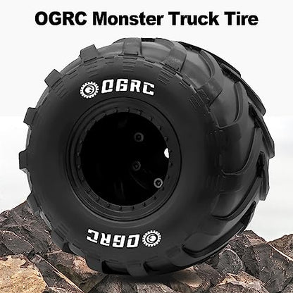 OGRC 1.0" Monster Truck Wheel Tires for SCX24 1/24 RC Crawler Car, 70*49mm | Monster Truck Wheel Rim Tires, M1 Compound, for FMS FCX24 SCX24 B17 Axial 1/24 RC Crawler, Black - color: Black