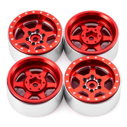 1.3" Beadlock Wheels RC Aluminium Rims for 1/18th TRX4M 1/24th AXIAL SCX24 RC Crawler Car Upgrade Parts (Red) - color: Red
