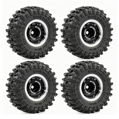0.7” Wheel & Crawler Terrain Tire Set for 1/30 RC Crawler, -1.00mm Offset, Axial SCX30 & Redcat Ascent-32, CNC Aluminum Rims, 5mm Hex, Shims Screwdriver Included, Pre-Assembled, 4 pcs, Black - color: Black-1, size: Rock-trail-clean-out