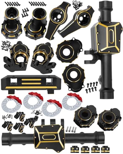 RC Upgrades Part for 1/10 TRX4,Brass Front & Rear Portal Axles,Diff Covers,Axle Mount,Caster Blocks C Hub Carrier,Inner & Outer Portal Cover Housing,Hex Hub,Black - color: Black (Parts)