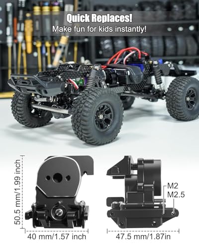 Upgraded Dual Speed Gearbox Fit for Traxxas TRX4M 1/18 RC Crawlers | 15.7:1/56.6:1 High & Low Transmission, Metal Gears, Fits for Defender Bronco K10 F150 Black - color: Black