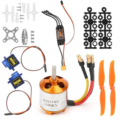 RC Plane Motor Kit for RC Plane Helicopter, 1060 Propeller RC Brushless Motor 2217 KV1100 Motors 40A XT60 ESC Plane Kit for Remote Control Helicopte