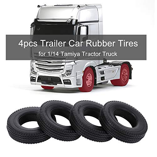 GoolRC 4pcs Trailer Car Rubber Tires for 1/14 Tamiya Tractor Truck RC Climber Trailer