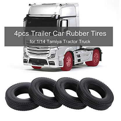GoolRC 4pcs Trailer Car Rubber Tires for 1/14 Tamiya Tractor Truck RC Climber Trailer