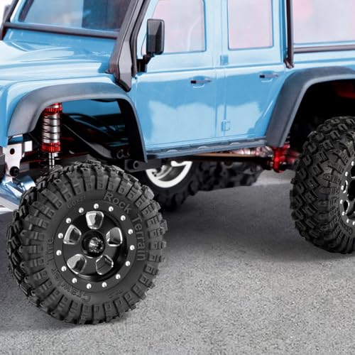 1.3" RC Crawler Tires & Aluminum Beadlock Wheels Rock Terrain Rubber Tires for 1/18 TRX4M, 1/24 SCX24 & Upgraded RC Rock Crawler