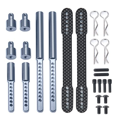 QUE-T Front Rear Body Mount for 1/10 Axial SCX10 II 90046 90047 (Titanium) - color: Titanium