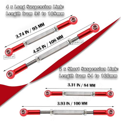 Turnbuckles Camber Links Upgrades Parts for Ecx 1/10 2WD Ruckus Axe Brutus Circuit AMP MT AMP DB AMP Crush K&N Torment,6PCS Aluminum Adjustable Turnbuckles,Replace ECX1046,Red - color: Red - Link Set