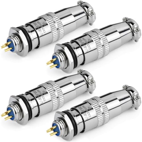 [Pack of 4] CLYXGS XS8 Push-Pull Aviation Connector, 3 Pin Self-Latching Circular Plug & Socket, Quick Release Ball Detent Locking, 8mm Mounting, 3A 250V Metal Industrial Wire Connector - style: XS8-3