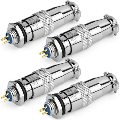 [Pack of 4] CLYXGS XS8 Push-Pull Aviation Connector, 3 Pin Self-Latching Circular Plug & Socket, Quick Release Ball Detent Locking, 8mm Mounting, 3A 250V Metal Industrial Wire Connector - style: XS8-3