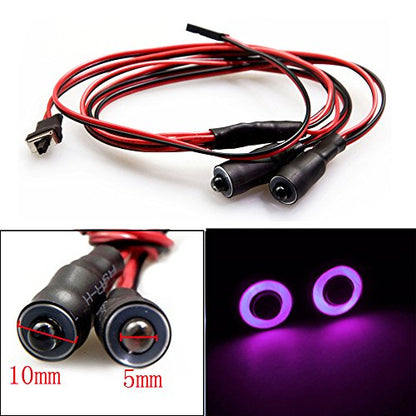 QUE-T 10mm 2 LEDs Angel Eyes & Demon Eyes LED Headlight/Back Light for 1:10 RC Model Crawler Cars, (Purple + Yellow, 10MM) - color: Purple + Yellow, size: 10MM