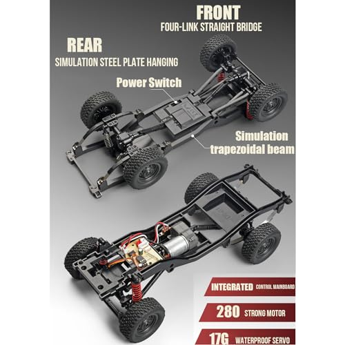 1/12 RC Truck LC 79 Pickup Trucks 2.4G Full Proportional Rock Crawler 4WD Electric Remote Control Car Off-Road Climbing Vehicle RTR 280 Motor LED Searchlight Hobby Grade Drift Car 2 Batteries - color: Red