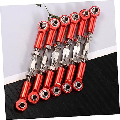 6pcs Adjustable Turnbuckle Rod Linkage Aluminum CNC Machined for Rc Car Easy to Install Scale for Upgrade - color: Red