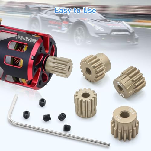 5PCS M0.6 Pinion Gear Set 13T 14T 15T 16T 17T 7075 Aluminium Pinion Motor Gear Compatible with 1/10 RC Car Brushed Brushless Motor - size: 13T 14T 15T 16T 17T