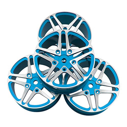ShareGoo Metal Wheel Rims RC 12mm Hex Hubs 1/10 RC Drift On-Road Racing Touring Wheel Rim Compatible with HSP Tamiya Kyosho RedCat Sakura WLtoys Universal 1/10 RC Scales,5-Spoke (Blue) - color: Blue