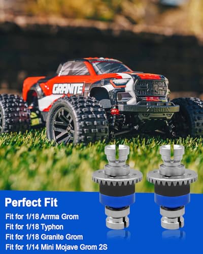 30T M0.8 Differential Gears Fit for 1/18 Arrma Typhon Grom Granite Grom | 2Pack Assembled Differential for 1/14 Mini Mojave Grom 2S, RC Diff Gear Set, Front & Rear Metal Differential Housing