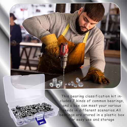 70 Pcs Ball Bearings Assortment Kit 608ZZ/ 693ZZ/ 623ZZ/ 624ZZ/ 685ZZ/ 687ZZ/ 627ZZ Double Metal Sealed Deep Groove Bearings for Wheel Skateboards 3D Printer