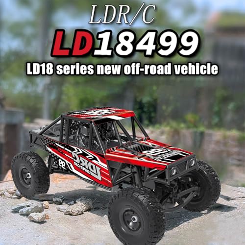 LDRC 18499 Waterproof Rc Climbing Car 1:18 Full Proportion Rc Offroad 4x4 Rc Underwater Crawler Pipe Rack Climbing Vehicle Cars Model RTR (Red) - color: Red-waterproof