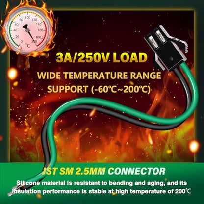 20 Pieces JST SM 2.5mm 2 Pin 20AWG Flexible Silicone Connector Kit | Premium Automotive Wiring, Heavy Duty Terminals, Reliable Circuit Board, High Temperature Housing, Easy Project Assembly - size: 2-Pin, style: JST-SM-M