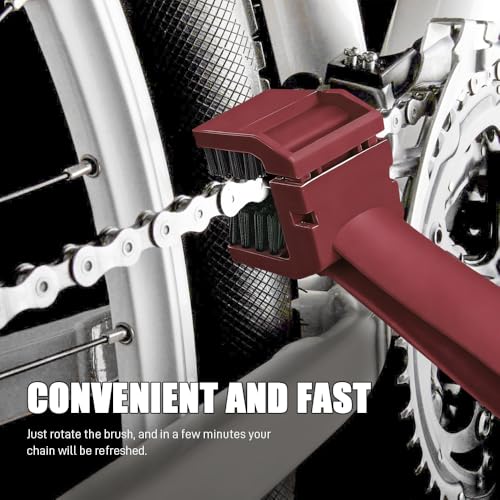2PCS Bike or Motorcycle Chain Washer, Bicycle Cleaning Chain Double-Ended Brush, Black Durable Motor Chain Gears Cleaning Square Head Brushes, Universal Cleaning Tool (Red/2PCS) - color: Red/2PCS