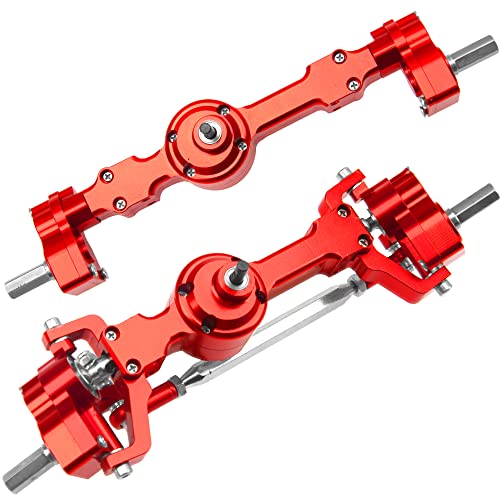 Aluminum Alloy Front Rear Portal Axle Upgrade Part Compatible with MN Model MN99S MN98 D90 D91 D99 D99S MN90 1/12 RC Car (Red) - color: Red