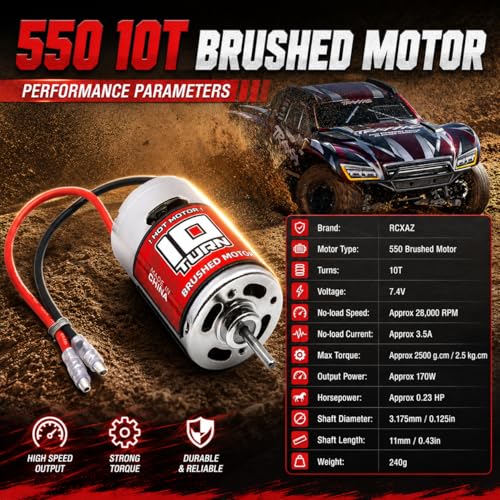 Brushed Power Combo 550 10T Motor 60/320A ESC BEC 6V/2A Splash-Proof for 1/10 RC Car Truck Buggy Short Course Slash ARRMA Granite Senton Axial Redcat HSP HPI Wltoys Kyosho,High-Speed Car