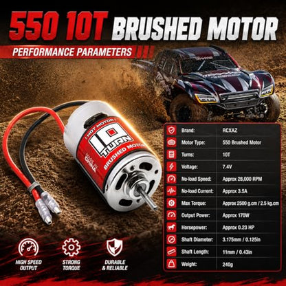 Brushed Power Combo 550 10T Motor 60/320A ESC BEC 6V/2A Splash-Proof for 1/10 RC Car Truck Buggy Short Course Slash ARRMA Granite Senton Axial Redcat HSP HPI Wltoys Kyosho,High-Speed Car