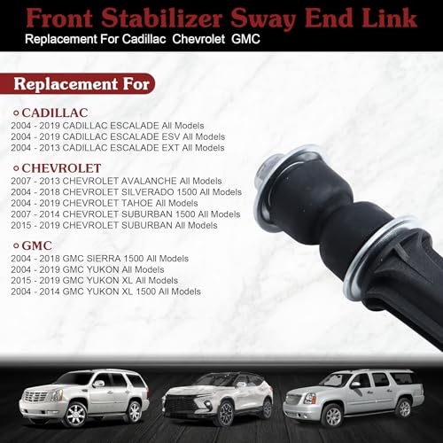 K700432 Front Sway Bar Link - Stop Clunking & Reduce SUV Body Roll | Compatible with 2004-2019 Cadillac Escalade ESV EXT 2007-2013 Chevy Avalanche 2004-2019 Tahoe GMC Yukon - color: 2*K700432, size: Sway Bar Link