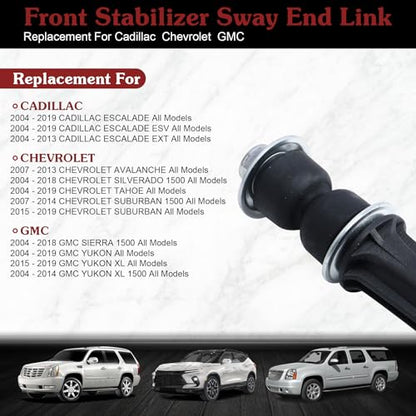 K700432 Front Sway Bar Link - Stop Clunking & Reduce SUV Body Roll | Compatible with 2004-2019 Cadillac Escalade ESV EXT 2007-2013 Chevy Avalanche 2004-2019 Tahoe GMC Yukon - color: 2*K700432, size: Sway Bar Link