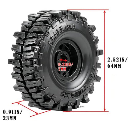 RC Aluminum (4PCS) 1.0 Wheel Rim Soft Rubber Tires&1.0 Beadlock Wheel Rim&Wheels Tires for 1/18 1/24 Trx4m SCX24 RC Crawler Car,Gold - color: Gold- (Rc Wheels Tires)