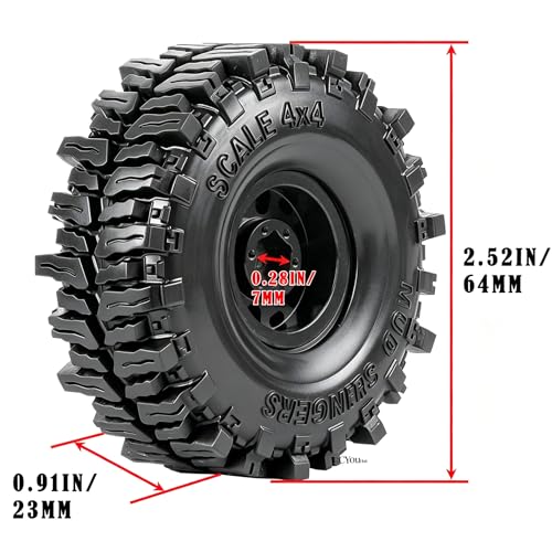 RC Aluminum (4PCS) 1.0 Wheel Rim Soft Rubber Tires&1.0 Beadlock Wheel Rim&Wheels Tires for 1/18 1/24 Trx4m SCX24 RC Crawler Car,Gold - color: Gold- (Rc Wheels Tires)