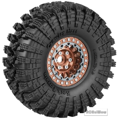 RC 1.9" Beadlock Wheels and Tires for 1/10 RC Crawler SCX10 90046 AX103007 TRX4 TRX6 VS4-10 Red cat Gen8 7 MST CFX RC 4WD D90,Dually 1.9 Beadlock Wheels Aluminum Rims Rubber Tires,Bronze - color: Bronze(4pcs)