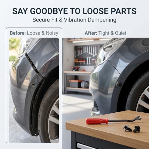 100 Pcs Car Bumper Clips Kit, Car Plastic Rivets Fasteners Push Retainer Kit with Sizes Auto Push Pin Rivets Set, Universal Expansion Screw Clips (Black)