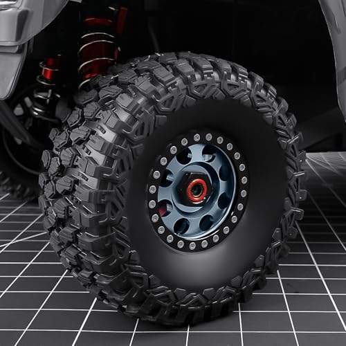 4PCS Aluminium Beadlock Wheel Rims For 1/7 Mojave 6S EXB & 1/8 Mojave 4S BLX Desert Truck(Titanium) - color: Titanium