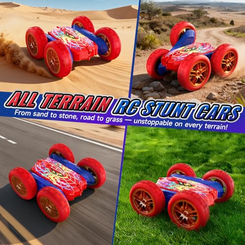 360°Flip Rc Cars Toys with Glowing Hero Eyes & Legs, 2.4GHz Drift Stunt Remote Control Car, 4WD & Double-Sided Race Car, Birthday Gifts Toys for 3 4 5 6 7 8 9 10 11+ Year Old Boys Age 3-4 4-6 6-8 8-12