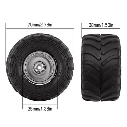 INJORA RC Monster Truck Wheel Rim Tires Set 70 * 38mm Tires for 1/24 RC Crawler Car Axial SCX24 Bronco Gladiator C10 JLU Deadbolt B17 FMS FCX24 and TRX4MT, MT1012 (Silver) - color: Silver