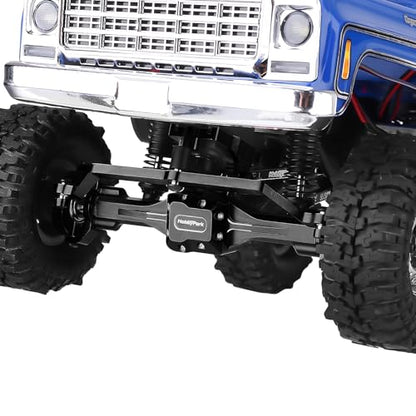 HobbyPark +10mm Extended Portal Axle Complete Set with Servo Mount & Links Built-in Metal Steel Gears for 1/18 TRX4M Defender Bronco K10 F150 High Trail Upgrades, Front and Rear (Black)