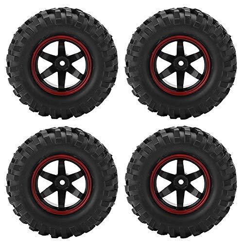 RC Car Tires, 4 Pcs 6 Holes Rubber with Hubs Off-Road Tires for 1/10 Scale RC Crawler Vehicle Enthusiasts and Off-Road Adventure Scenarios