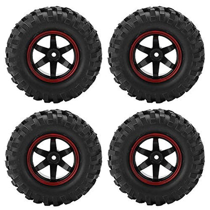 RC Car Tires, 4 Pcs 6 Holes Rubber with Hubs Off-Road Tires for 1/10 Scale RC Crawler Vehicle Enthusiasts and Off-Road Adventure Scenarios