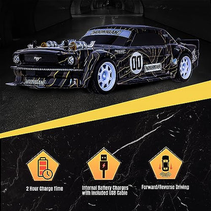Hoonigan Mustang Remote Control RC Car for Kids – 3.7V, 2.4 GHz, Detailed Replica Design, USB Rechargeable Battery Included, 1:16 Scale, 150 ft Range, 6 Mph - size: 1:16, style: Hoonigan
