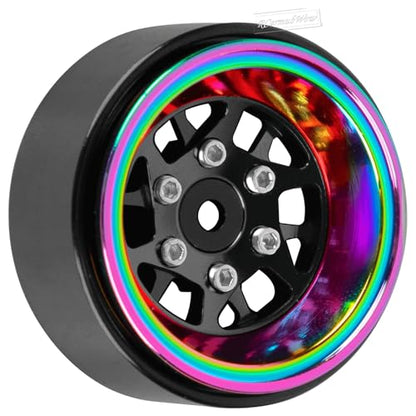 RC 1.3" Beadlock Wheels 1.3 rc Wheels for RC Crawler 1/18 TRX4M,1/24 SCX24,Alloy Aluminium 1.3 Beadlock Wheels 1.3 rc Rims,4pcs,Black - color: Black(4pcs)